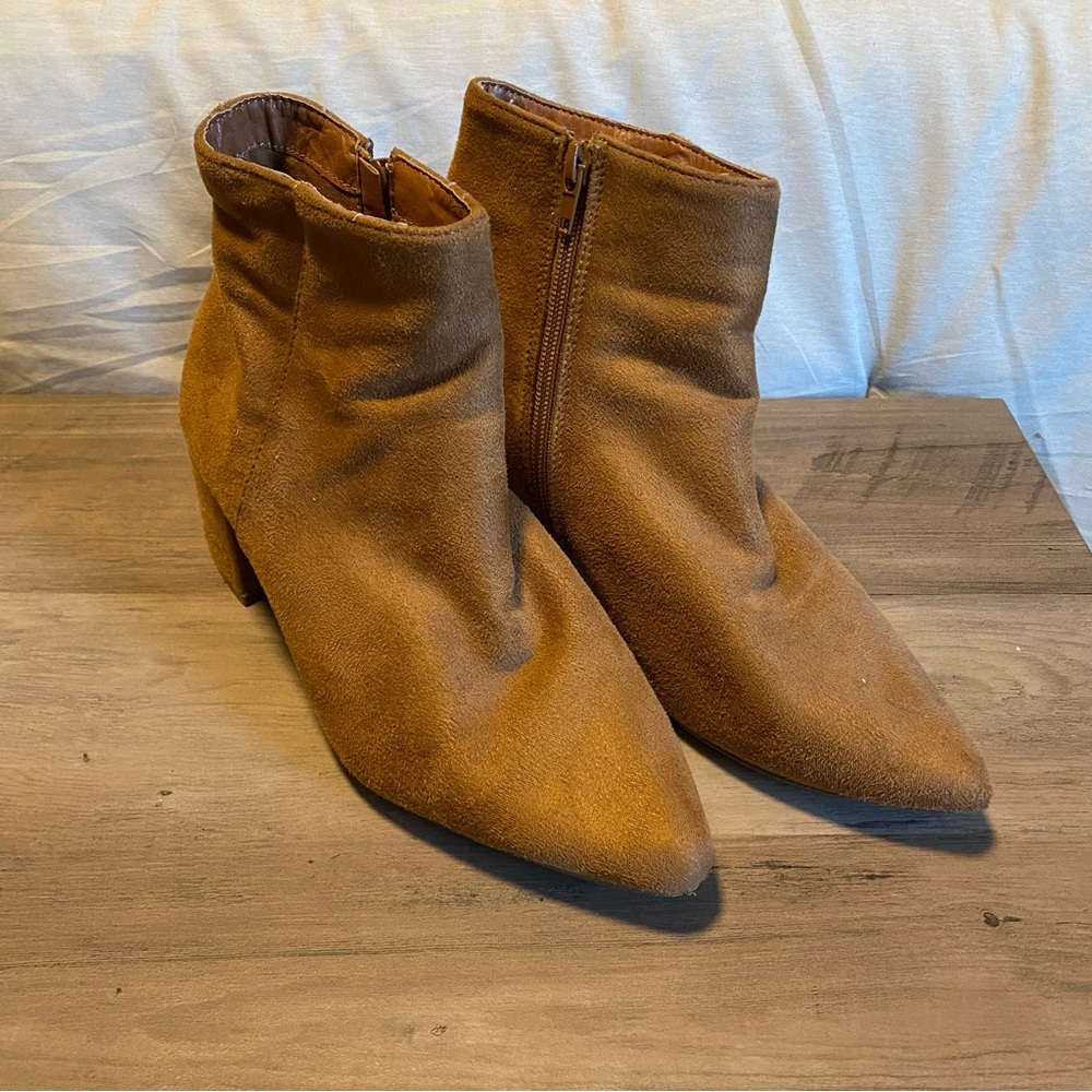 Forever 21 Tan Ankle Booties with Pointed Toe